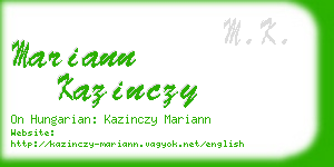 mariann kazinczy business card